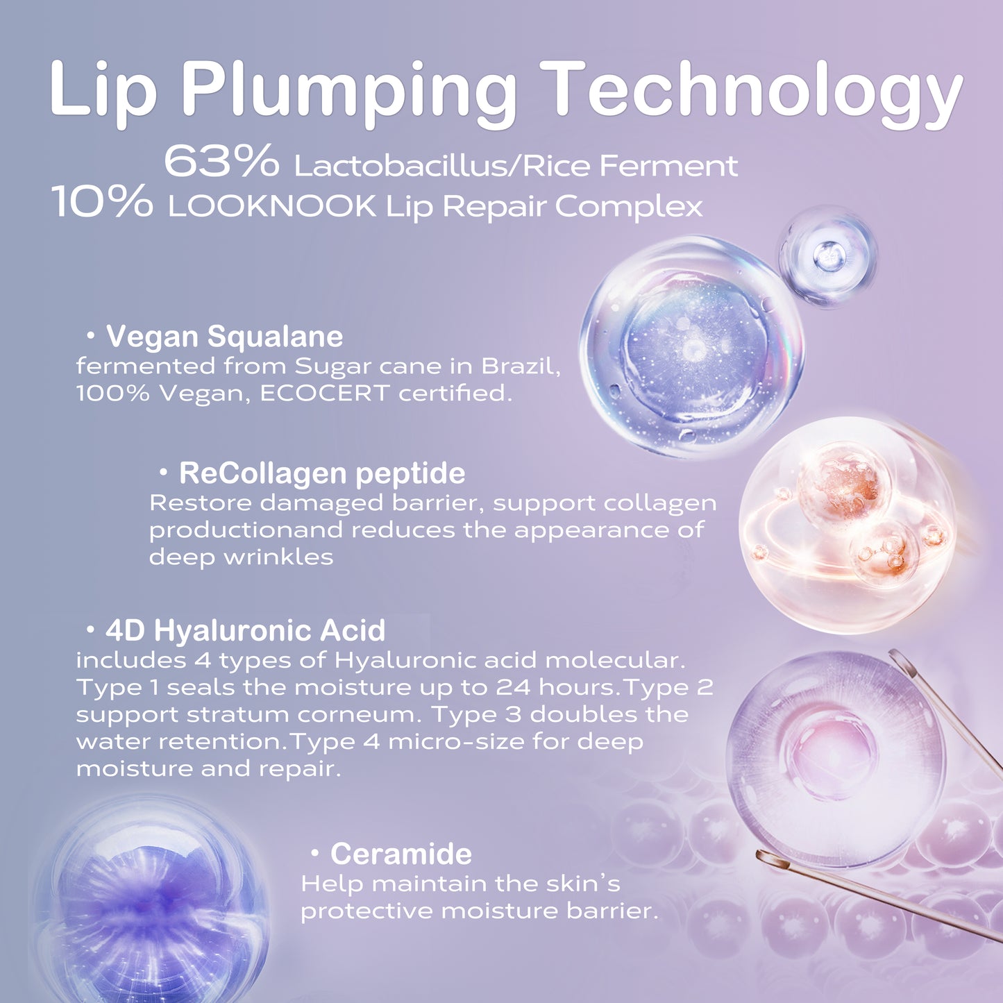 Lip Treatment for Youthful Lips With Collagen Peptide and Squalane - Clinically Tested Formula